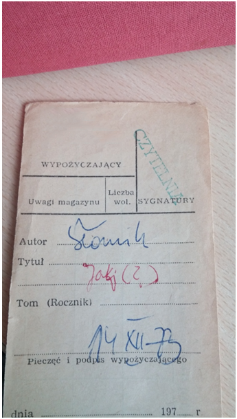 Stary rewers z czytelni (14.12.1973)