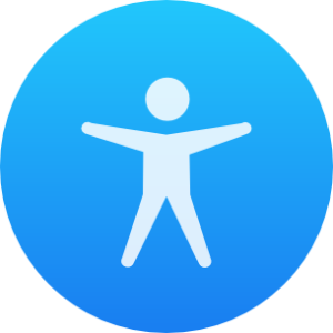 Ikona Accessibility - Ludzik z rozłożonymi ramionami na niebieskim tle