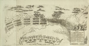 Stara mapa przedstawiająca bitwę
