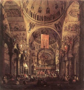 Canaletto. Wnętrze bazyliki św. Marka w Wenecji