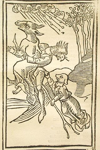 Drzeworyt z dzieła Ulricha Molitora De Lamiis et Phytonicis Mulieribus (O wiedźmach i wróżkach) z 1489 r. 