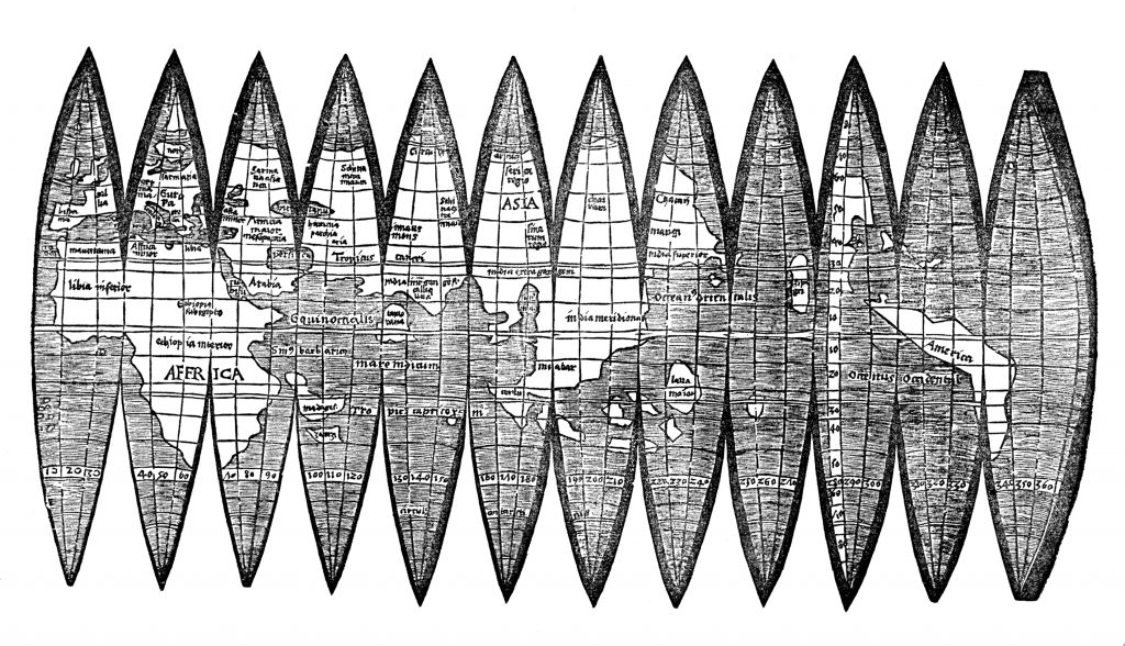 Mapa globusa składająca się z dwunastu części