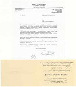 Zaproszenie do udziału w obchodach jubileuszu prof. Wiesława Balceraka