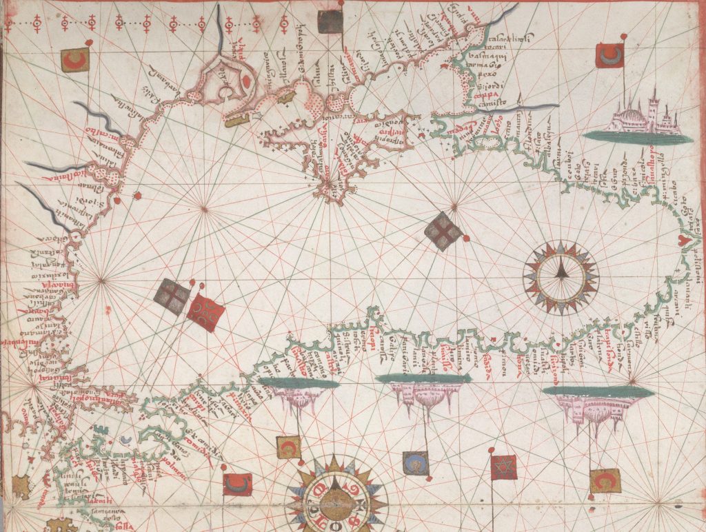 Mapa Morza Czarnego i Morza Śródziemnego z XVI wieku.