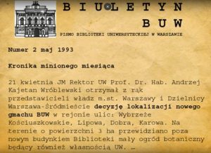 Strona z Biuletynu BUW - 2 maj 1993