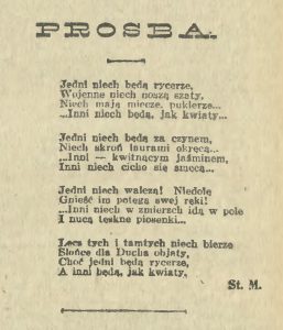 Fragment strony Kuriera Warszawskiego z wierszem Prośba Juliana Tuwima.