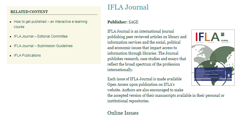 strona IFLA na temat czasopisma IFLA Journal