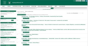 Zrzut ekrany katalogu bibliotecznego dostępnego w internecie.