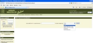 Zrzut ekrany katalogu bibliotecznego dostępnego w internecie.