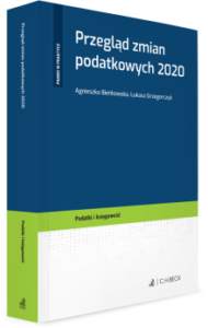 Okładki-Wrzesień-2020-Przegląd-zmian-podatkowych-2020. Okładka książki w kolorze niebieskim, zielonym i białym.