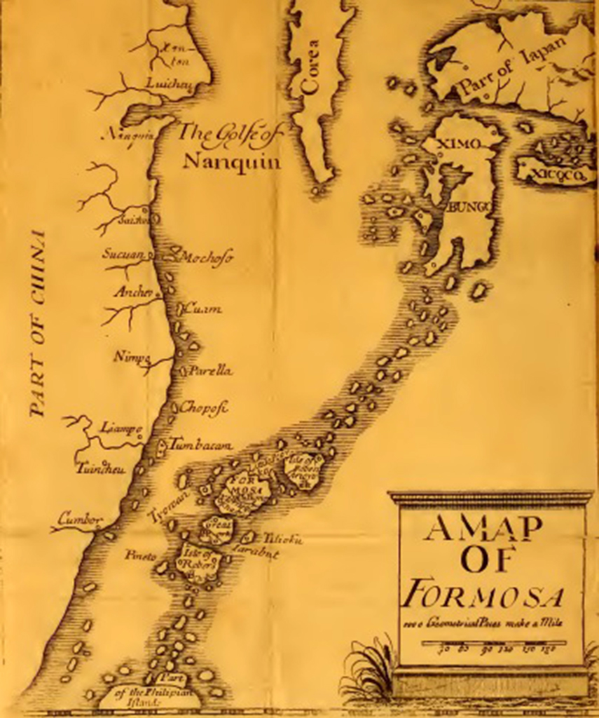 Fragment starej mapy przedstawiającej Formozę.