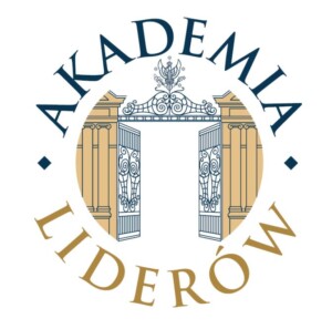 Logo Akademi Liderów - otwarta brama Uniwersytetu Warszawskiego.