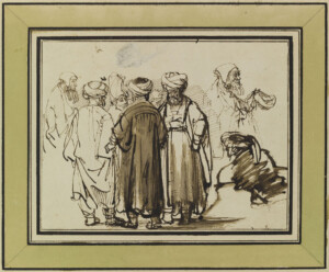Stara rycina przedstawiająca ludzi w turbanach.