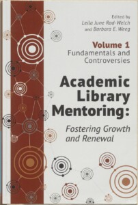 Okładka książki Academic Library Mentoring, na niej połączone ze sobą okręgi.