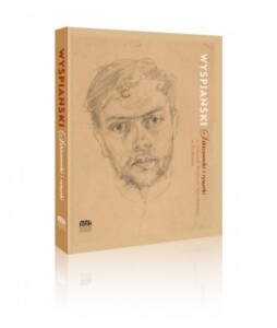 Okładka książki Wyspiański, szkicowniki i rysunki, na niej szkic ołówkiem głowy mężczyzny.
