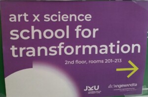 afisz: art x science school for transformation