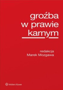 Czerwona okładka książki Groźba w prawie karnym