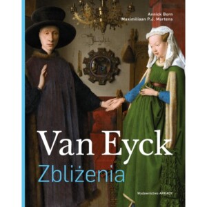 Okładka książki Zbliżenia, jej tło stanowi obraz, na którym widać trzymających się za ręce kobietę i mężczyznę w historycznych strojach