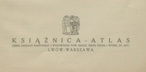 Fragment strony książki ze znaczkiem anioła trzymającego glob oparty na stercie książek
