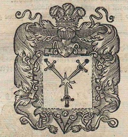 Rycina przedstawiająca herb z trzema mieczami