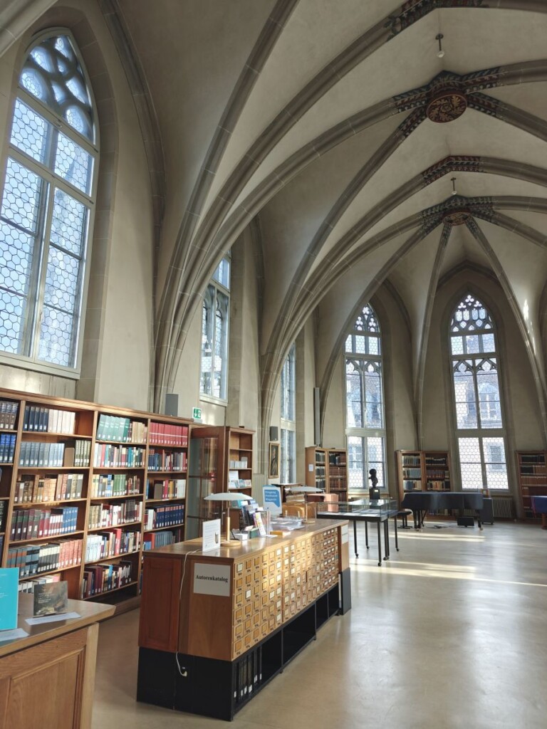 biblioteka w gotyckim wnętrzu
