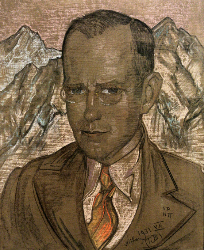Portret mężczyzny w okularach.